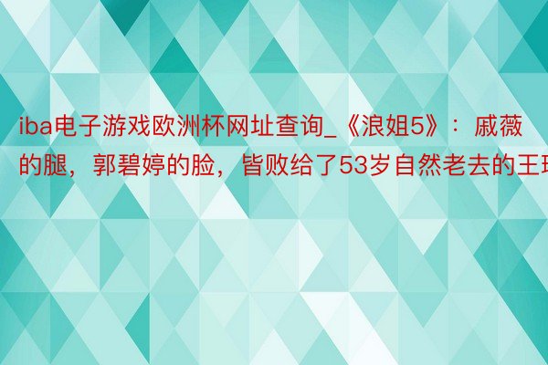 iba电子游戏欧洲杯网址查询_《浪姐5》：戚薇的腿，郭碧婷的脸，皆败给了53岁自然老去的王琳