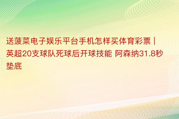 送菠菜电子娱乐平台手机怎样买体育彩票 | 英超20支球队死球后开球技能 阿森纳31.8秒垫底